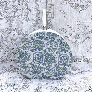 Vintage 60’s Floral Vinyl Hat Box Storage or Decor